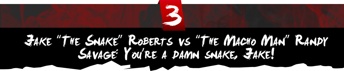 Jake “The Snake” Roberts vs “The Macho Man” Randy Savage: You’re a damn snake, Jake! Jake “The Snake” Roberts vs “The Macho Man” Randy Savage: You’re a damn snake, Jake!