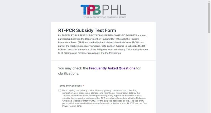 free rt-pcr test - tourism promotions board 2