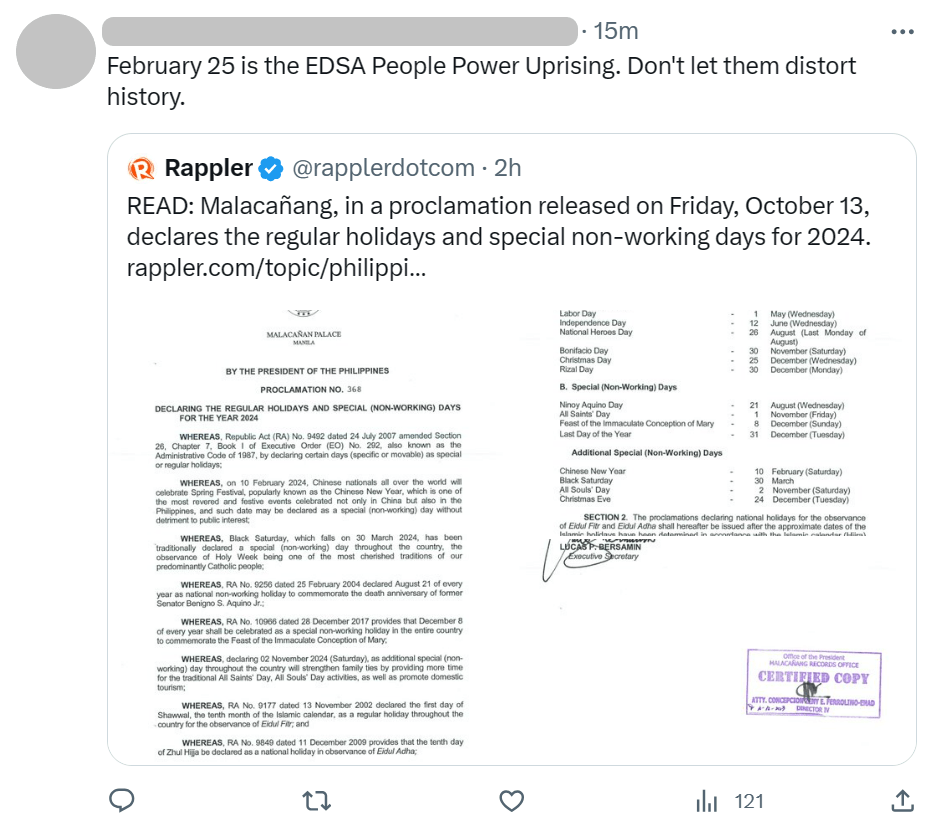 February 25 a.k.a. EDSA People Power Anniversary Is No Longer a Holiday ...
