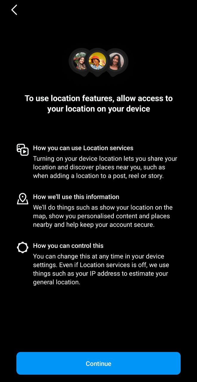 Instagram location-sharing feature